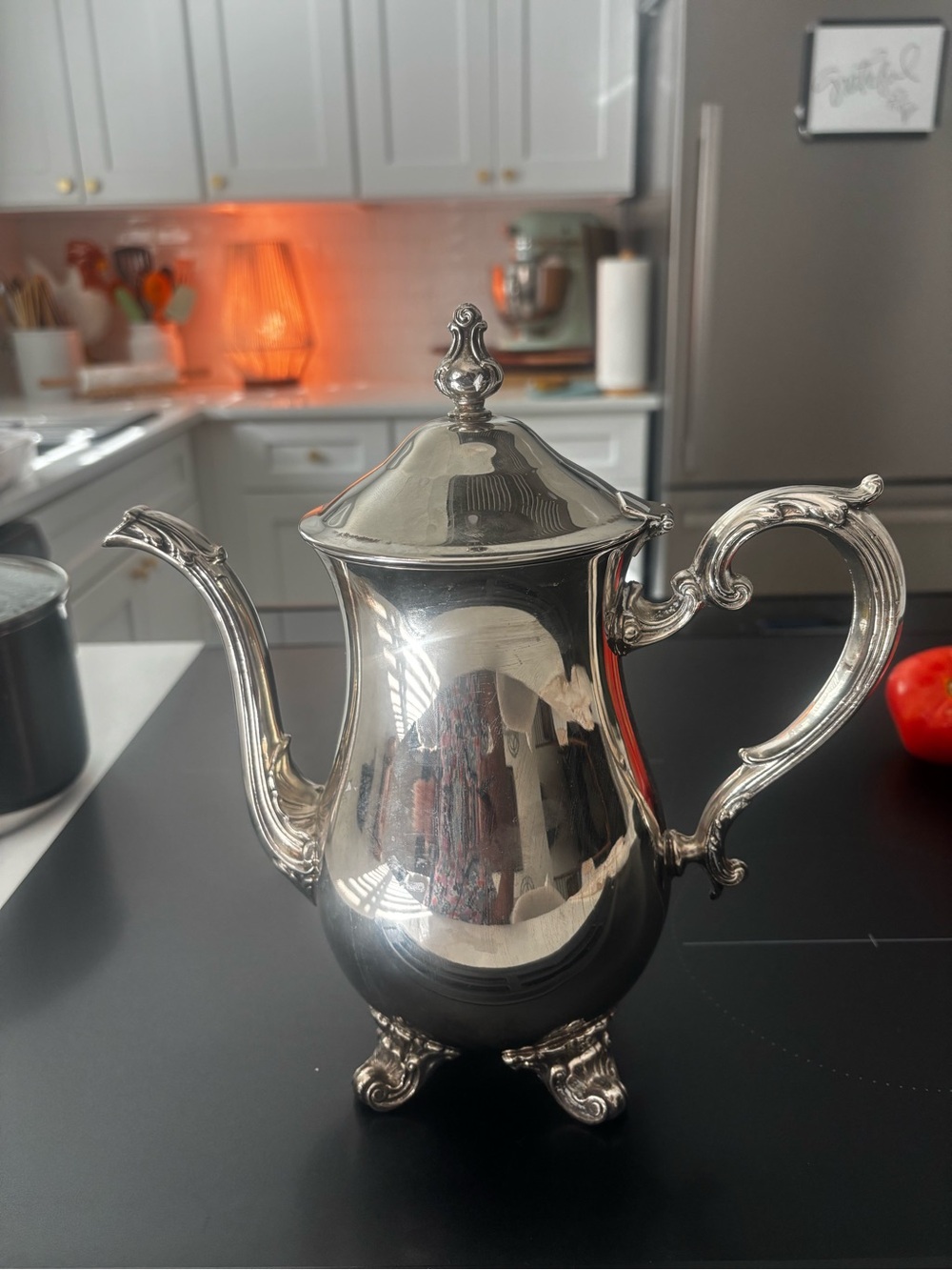 Gorham Polished Silver Tea/Coffee Pot with Ornate Handle
